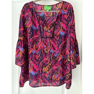 Cappagallo Bright Beachy Top Size XL EUC